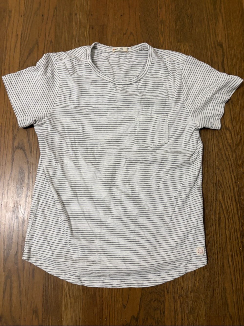 Marine layer Striped Short-Sleeve Pocket Tee - White & Navy